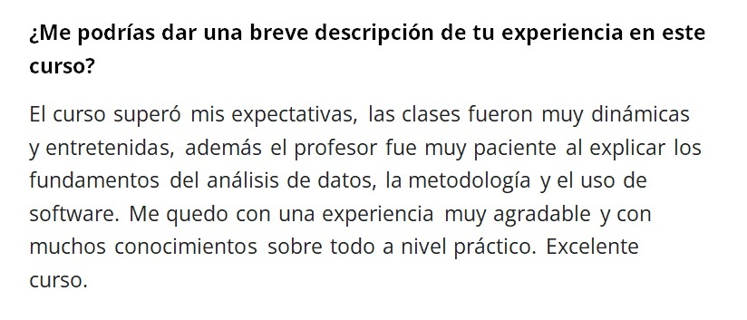Testimonio del alumno